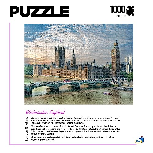 Universal Castle 1000 Piezas Rompecabezas para Adultos Paisaje Panorama Europa Landmark Foto Classic Impossible Puzzle Juguetes (Westminster, Londres Inglaterra)