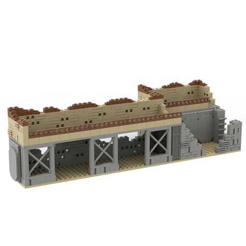 UNOR Juego de construcción de base militar, figuras de ejército DIY, ruinas de campo de batalla, modelo de accesorios, juego de juguetes, compatible con Lego (521 unidades)