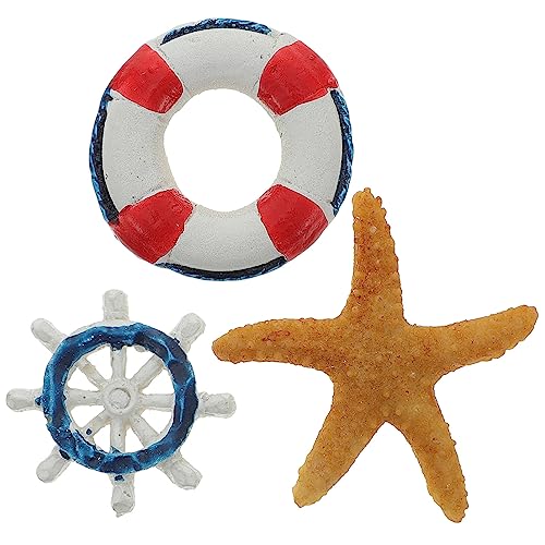 USHOBE 3 piezas en miniatura anillo de baño de resina mini salvavidas náutico paisaje salvavidas boya decoraciones salvavidas salvavidas playa kits en miniatura