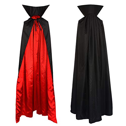 Vampiro Cuello Capa Manto Adultos Negro Rojo Disfraz 1,6m