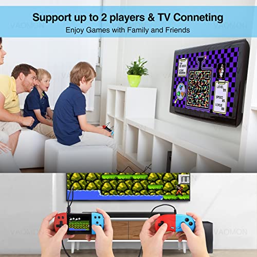 Vaomon,Consola de juegos de mano para niños, más de 620 juegos clásicos de FC, soporte de juego de mano recargable para conectar TV y 2 jugadores, regalo ideal