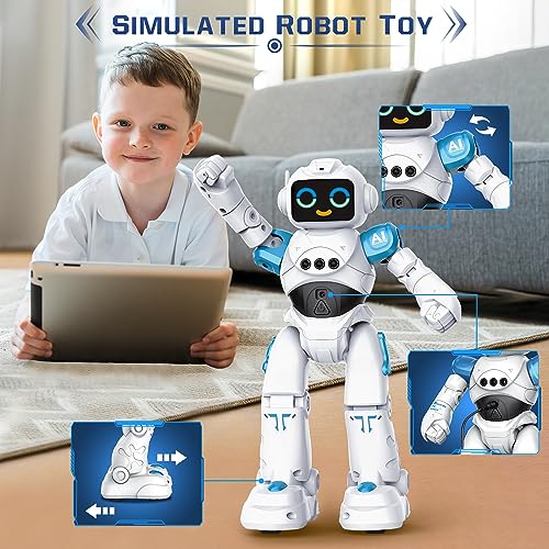 VATOS Juguetes Robot para niños de 3 a 12 años - Robot teledirigido, Control gestual programable RC Robot Juguete Bailando Caminando Robot Inteligente Niños Niñas Regalo de cumpleaños