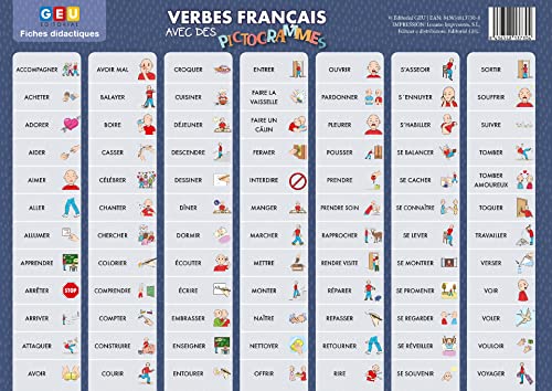 Verbos en Francés con Pictogramas | Aprender Verbos en Francés Niños A partir de 3 Años | Lista de 98 Verbos en Francés con Apoyos Visuales