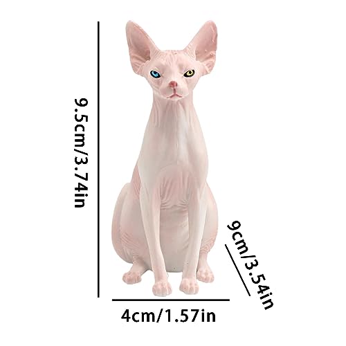 Vesone Mini Figura de Gato esfinge - Estatua de Gato sin Pelo en Miniatura Modelo Sphynx | Modelo de Gato sin Pelo en Miniatura de simulación de 3,74 * 3,54 * 1,57 Pulgadas para oficinas