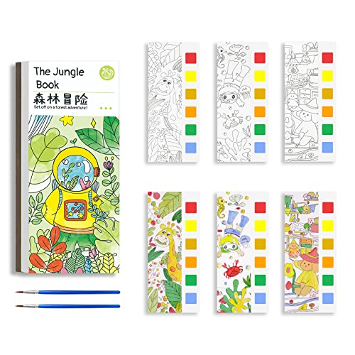 Vicloon Libro de Imágenes para Colorear para Niños, Libros de Niños para Pintar, Patrones Libro para Colorear para Niños, 40 Páginas de Diferentes Patrones, Marcapáginas de Acuarela (Bosque