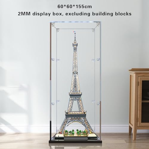 Vitrina acrílica Compatible con el Modelo Lego 10307 Torre Eiffel, Vitrina Transparente a Prueba de Polvo (sin Kit de Modelo)