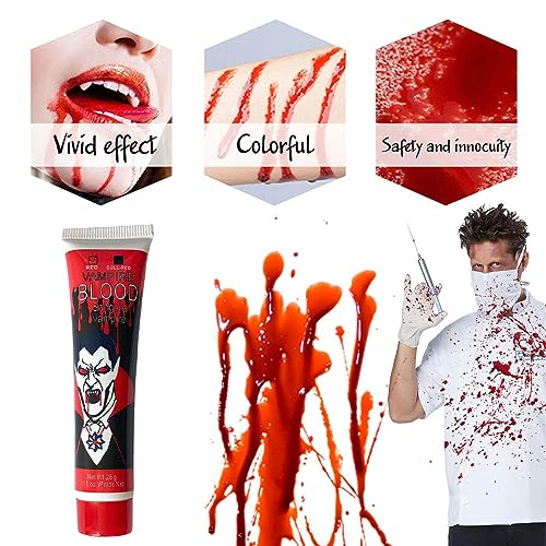 Voihamy Sangre de Halloween - Accesorios realistas de Sangre de Película de Falso Cosplay,Suministros de fiesta de bromas, Accesorios de Traje para Juego de rol de Disparo de la Casa embrujada