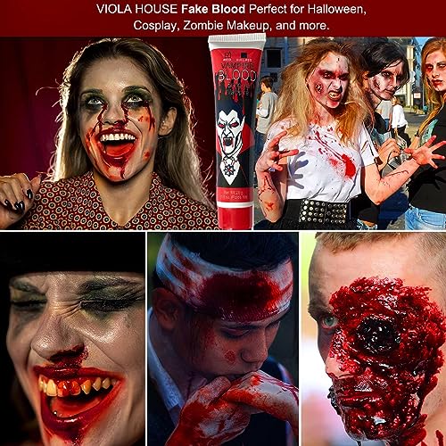 Voihamy Sangre de Halloween - Accesorios realistas de Sangre de Película de Falso Cosplay,Suministros de fiesta de bromas, Accesorios de Traje para Juego de rol de Disparo de la Casa embrujada
