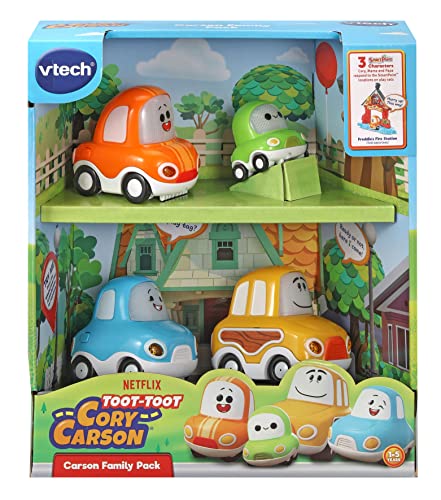 VTech Toot Cory Carson Family Pack | Pistas de Coche para niños con Luces y Sonidos, Juguete Musical | Adecuado para niños y niñas de 12 Meses, 2, 3, 4 años | Exclusivo de Amazon