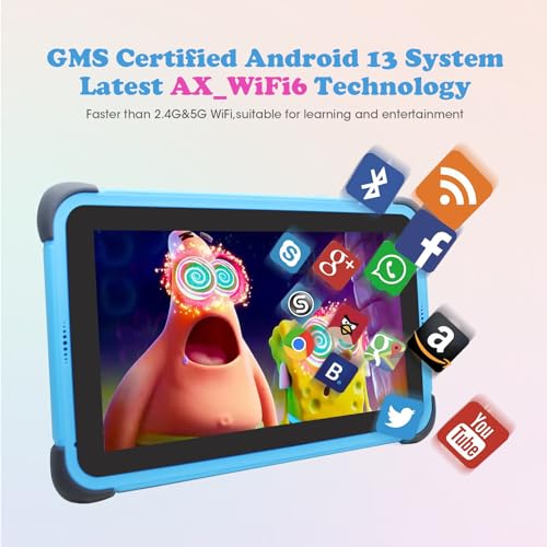 weelikeit Tablet para niños 8 Pulgadas, Android 11 Baby Tablets con AX WiFi6, 2GB RAM 32GB ROM, 4500 mAh, aplicación para niños instalada, Control Parental, con lápiz óptico (Azul)