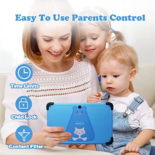 weelikeit Tablet para niños 8 Pulgadas, Android 11 Baby Tablets con AX WiFi6, 2GB RAM 32GB ROM, 4500 mAh, aplicación para niños instalada, Control Parental, con lápiz óptico (Azul)