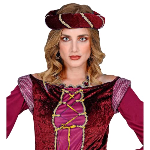 Widmann - Corona de pelo medieval con velo, tocado, damisela, cuento de hadas, fiesta temática, carnaval