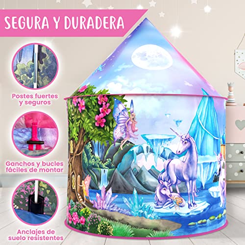 W&O Tienda de campaña de Unicornio arcoíris para niñas con Sonidos mágicos de Unicornio, Juguetes de Unicornio para niñas, Tienda de campaña de Princesa para niñas, Regalos de Unicornios para niñas