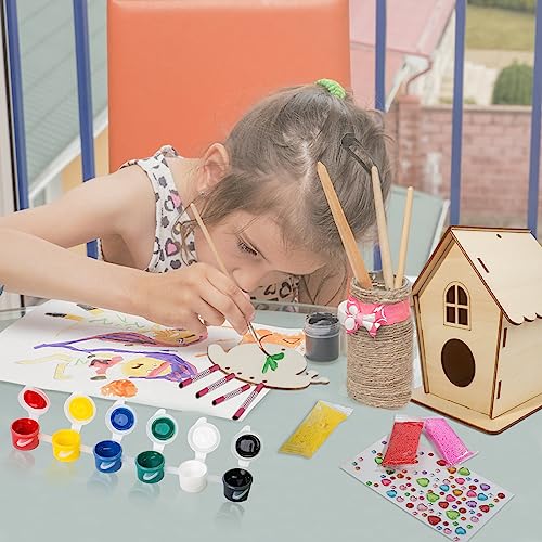 Woltoy 2 Piezas Juguete Pintura Bricolaje Creativa para Niños, Juegos Pintura Bricolaje Casa de Pájaros para Niños, Manualidades, Pequeño Regalo de Cumpleaños para Niños Y Niñas
