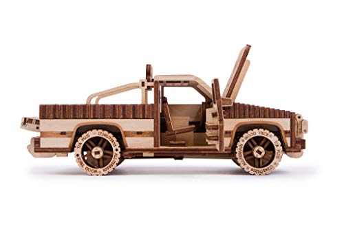 Wood Trick Pickup Kit de Modelo de Camioneta de Juguete para Adultos y Niños - Rompecabezas de Madera 3D - Detallado Kit de Modelo de Coche Mecánico - Kits de Modelos de Coche 3D para Adultos