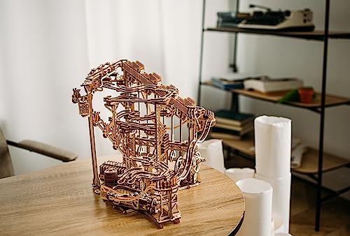 Wood Trick Pistas de Canicas de Madera en Espiral - Puzzles 3D de Madera para Adultos y Niños para Construir - Funcionamiento Eléctrico - Kits de Modelos de Montañas Rusas de Madera para Adultos