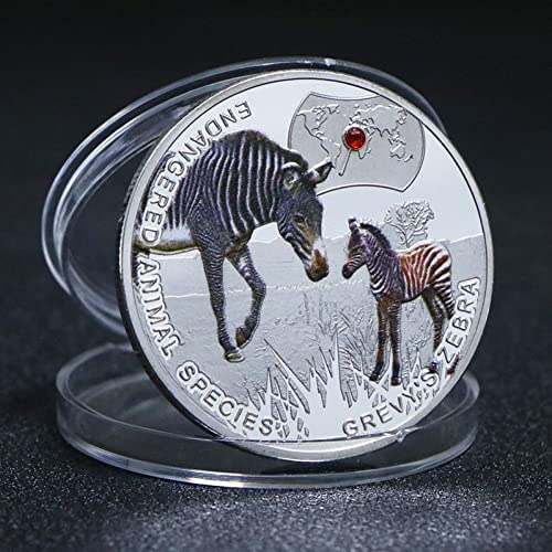 Wudaizhi Africa Animal Coin Set 10pcs Monedas De Animales En Peligro De Extinción De África con Monedas De Metal Chapadas En Plata De Diamante para Regalos De Año Nuevo De Navidad
