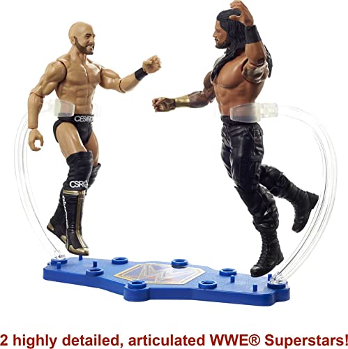 WWE Caja Duelo de campeones, Figuras articuladas de Catch, Cesaro & Roman Reigns, Traje de Lucha, Juguete para niños, HDM07