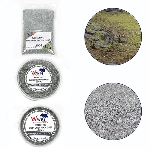 WWScenics Polvo de Roca Extra Fino Gris Oscuro 0-1mm | Envase de 500ml | Modelismo Material Base Diorama