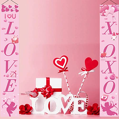 Wzxhew 2023 - Banderas decorativas para el día de San Valentín para fiestas de porche, pancarta decorativa para el día de San Valentín (B, talla única)