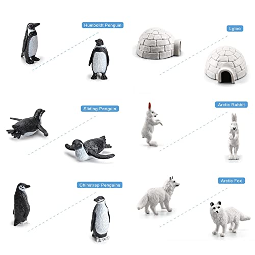 Xiaocao Conjunto de Figuras de Animales Polares - Figuras de Animales Polares Resistentes del mar Ártico para niños | Pequeñas Figuras de Animales Polares para Recuerdo de Fiesta de cumpleaños