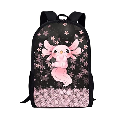 xixirimido Mochila escolar para niños y niñas, Axolotl Cherry Blossom, talla única, Mochila casual