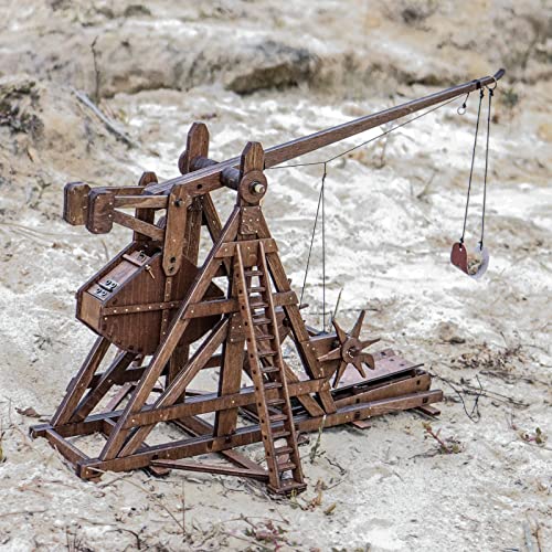 YAQUMW El Mini Contrapeso Trebuchet Europa Medieval Siege Chariot Catapult Armas DIY 3D Rompecabezas de Madera Modelo Kits para Adultos Proyectos Stem Juguetes Regalo para niños/niñas