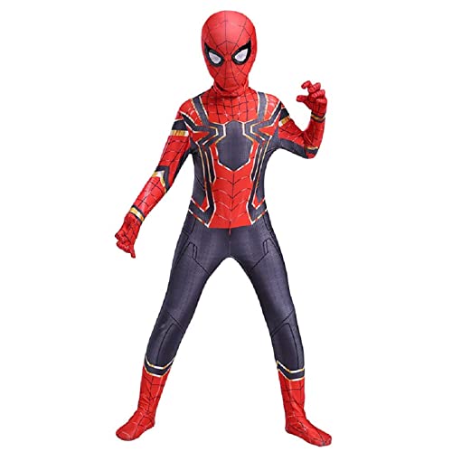 YILYMINA - Disfraz de araña infantil unisex para adultos y niños, elastano para disfraz de Halloween o cosplay,Acero-110 cm