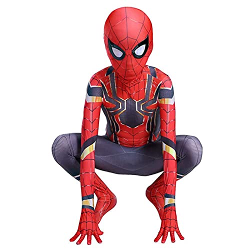 YILYMINA - Disfraz de araña infantil unisex para adultos y niños, elastano para disfraz de Halloween o cosplay,Acero-110 cm