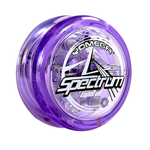 Yomega Spectrum – Light up Fireball Transaxle YoYo with LED Lights for Intermediate, Advanced and Pro Level String Trick Play + Extra 2 Strings & 3 Month Warranty (Purple)