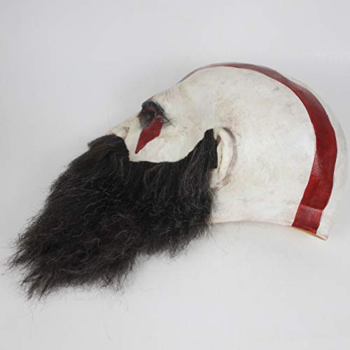 YSOCKS Máscara de dios de la guerra 4 Kratos con barba cosplay de látex de terror para fiesta, casco de Halloween, accesorios de fiesta de miedo