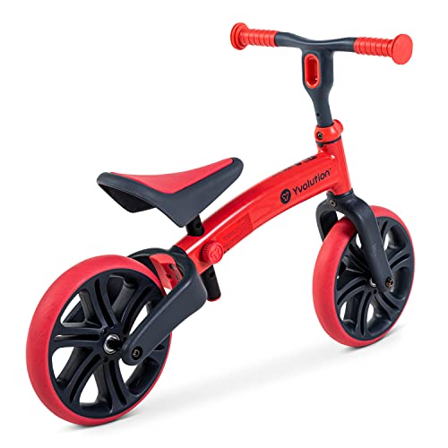 Yvolution Y Velo - Bicicleta de equilibrio para niños pequeños | Bicicleta de entrenamiento sin pedal de 9 pulgadas para niños de 18 meses a 4 años (rojo)