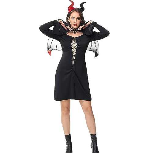 YWLINK Disfraces de Halloween para mujer, disfraces de medieval gótica, conjunto de cuatro piezas Tank Top Herren (L-Black, M)