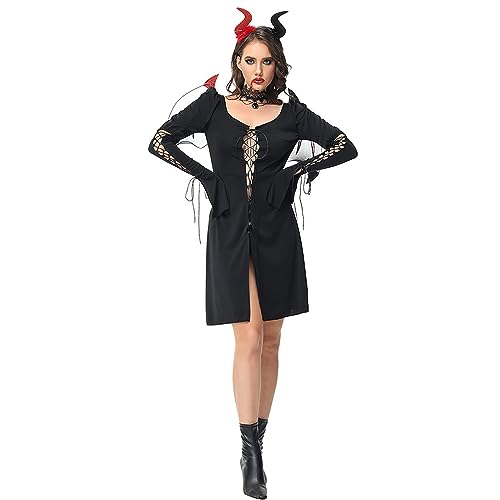 YWLINK Disfraces de Halloween para mujer, disfraces de medieval gótica, conjunto de cuatro piezas Tank Top Herren (L-Black, M)