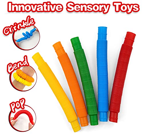 Zayin Mini Tubos Pop Juguetes Sensoriales, Tubo Pop Luminoso Tubo Elástico Multicolor Juguete Educativo Infantil Interesante Herramientas Sensoriales Elásticas para - (Pop Tubo*5)