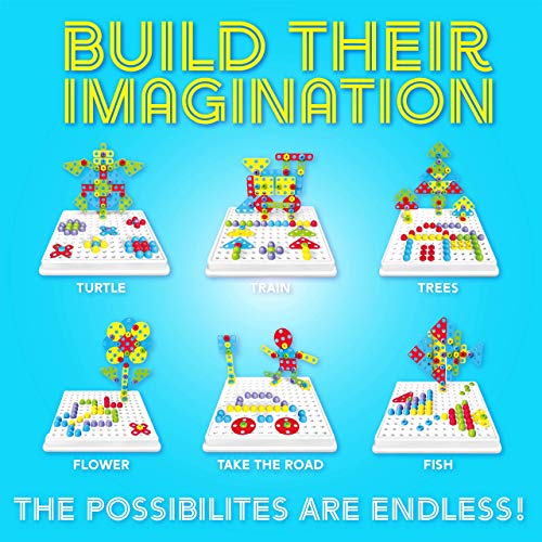 Zeliku Educational Toy and Construction Drill Set - 193 Piece with Stem Board Game Creative Stem Construction Learning Game for 3, 4, 5 Year Olds and Older Best Toy for Kids Ages 3 to 6 Years Old