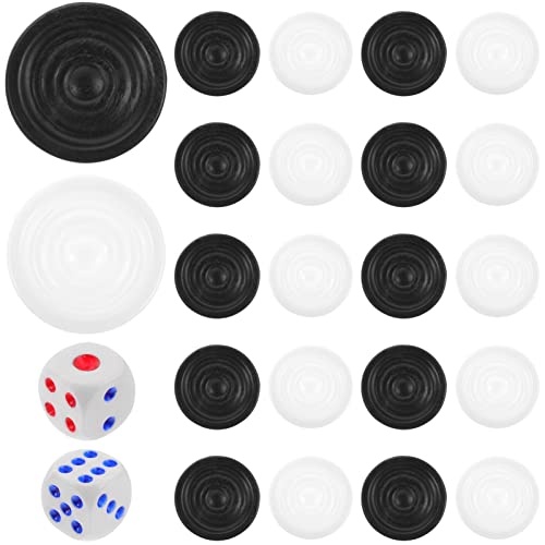 Zerodeko 1 Juego de Piezas de Backgammon Damas Piezas de Damas Blancas Negras Pedones de Repuesto de Plástico Piezas de Juego de Mesa Jugando Higos con Dados para Damas Suministros de Juego