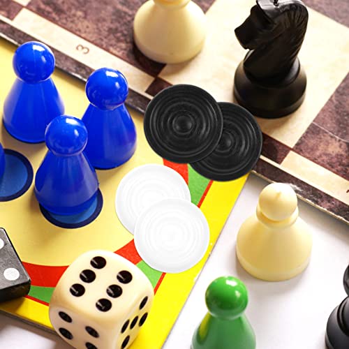 Zerodeko 1 Juego de Piezas de Backgammon Damas Piezas de Damas Blancas Negras Pedones de Repuesto de Plástico Piezas de Juego de Mesa Jugando Higos con Dados para Damas Suministros de Juego