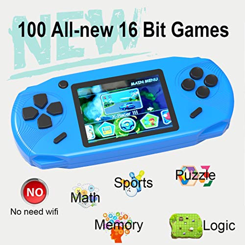 ZHISHAN Consola de Juegos Portátil para Niños con Construido en 100 Classic Video Juegos Sistema 3.0" LCD Cumpleaños (Azul)