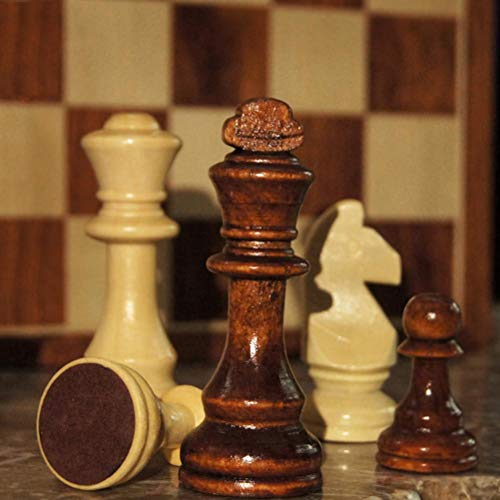 ZIXIXI Juego de ajedrez plegable tabla hecha a mano de calidad piezas de madera para ejercitar tu mente para fiestas y actividades familiares