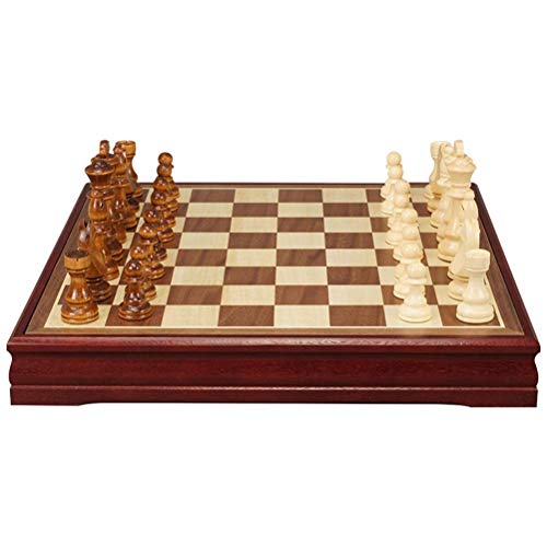ZIXIXI Juego de ajedrez plegable tabla hecha a mano de calidad piezas de madera para ejercitar tu mente para fiestas y actividades familiares