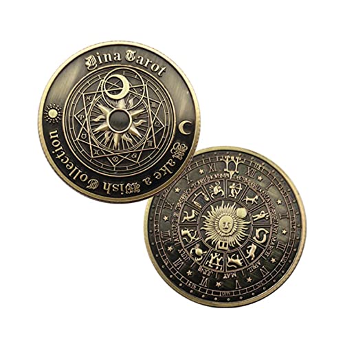 ZKPNV Monedas Conmemorativas Adivinación Tarot Bronce De La Suerte Sol Luna Constelación Feng Shui Monedas Deseando Auspiciosas Coleccionables Regalo