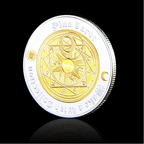ZKPNV Monedas Conmemorativas Tarot De Adivinación Oro De La Suerte Plata Sol Luna Constelación Feng Shui Monedas De Deseo Auspiciosas