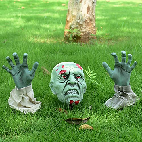 Zombie Face Arm Stakes Set, Decoraciones de Halloween Vivid Lifelike Green Zombie Stakes Props Halloween ScaryProps Otros Suministros De Campamento De Montañismo