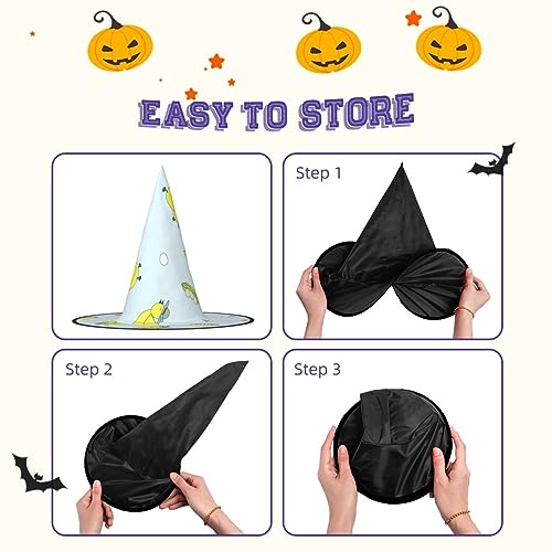 ZORIN Sombreros de bruja de Halloween para mujer, disfraz de cosplay, pequeños pájaros amarillos con sombrero, sombrero de mago, accesorio de decoración de bruja para vacaciones, fiesta de Halloween