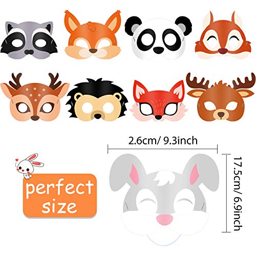 12 Máscaras de Animales de Niños Máscaras de Dibujos Animados de Animales de Amigos de Bosque Fiesta de Disfraces de Tema de Animales Bosque Selva para Decoración de Cumpleaños Halloween