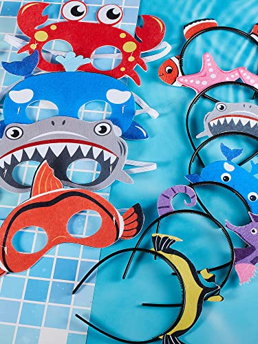 18 piezas de disfraz bajo el mar, diadema de animales marinos, máscaras de animales del océano para niños, decoraciones de fiesta bajo el mar, criaturas marinas, diademas bajo el mar, recuerdos de