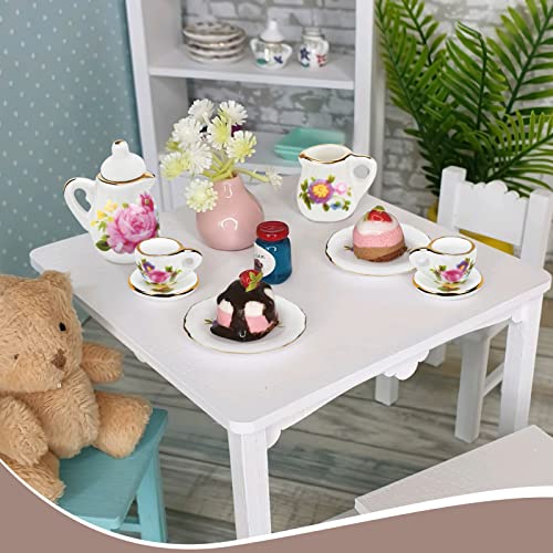 Accesorios para casa de muñecas, juego de té para niños, miniatura, accesorios para muñecas, vajilla de porcelana, juego de té en miniatura, muebles para minimuñecas
