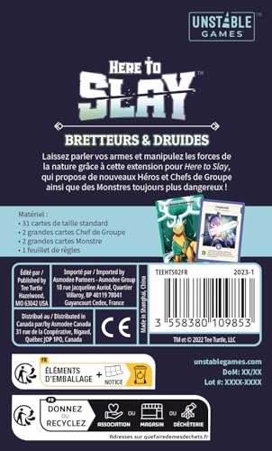 Asmodee TeeTurtle Here to Slay - Extensión: Bretters y Druidas - Juegos de Mesa - Juegos de Cartas - Juegos para Adultos y niños a Partir de 10 años - 2 a 6 Jugadores - Versión Francesa