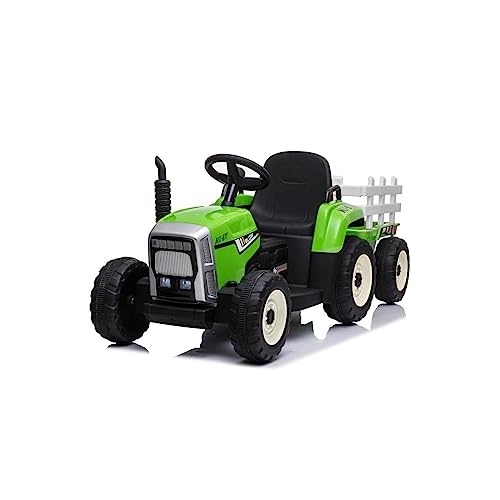 ATAA Tractor Ceres con Remolque - Verde- Tractor eléctrico para niños con Remolque y batería 12v